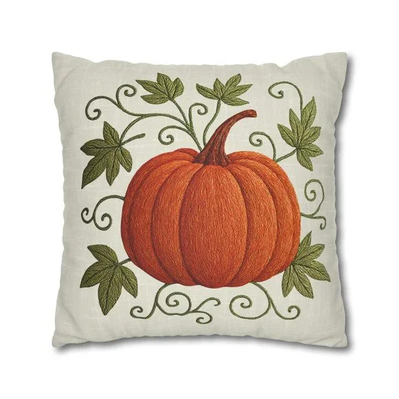 Autumn Pumpkin Faux Suede Pillowcase: Pumpkin Pillow - Picture 4 of 6